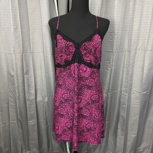 Apt 9 Intimates Lace Trim Slip Dress Womens L Pink Floral Fairy Y2K Whimsigoth